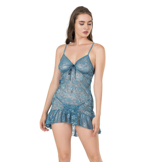 Ideal 1005 - Full Net Short lingerie ( Blue)