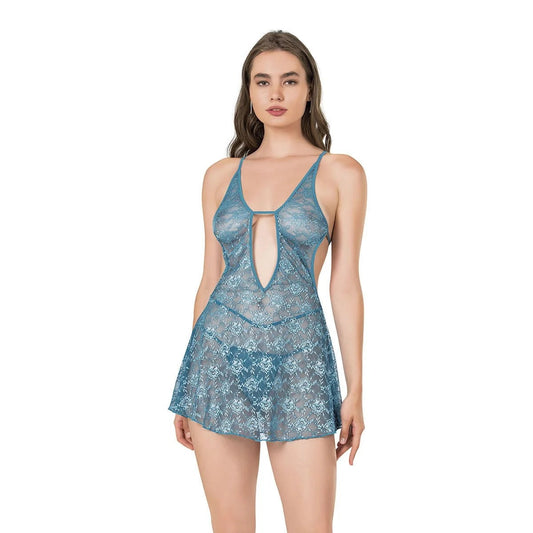 Ideal 1004 -  Full Net Short lingerie ( Blue)